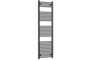 companyblue 500mm Wide Black Heated Towel Rail Radiator Flat Ladder for Stylish Bathroom (500 x 1800 mm)