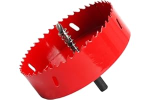 SCLLNDA Lochsäge 120mm Schnellarbeitsstahl HSS M42 Bimetall Lochsäge Holz Lochbohrer Lochschneider Lochfräse mit Sechskant-Schaft und Bohrer für Holz Kunststoffe Gipskarton Trockenbau Metall (Rot)