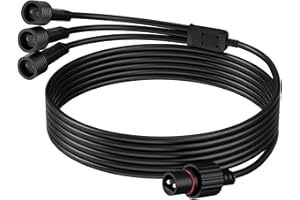 Dalugo 5 m de câble d’extension avec 3 répartiteurs, câble d’extension extérieur étanche IP65 à 2 broches pour guirlandes lumineuses solaires, éclairage de Noël, éclairage de jardin