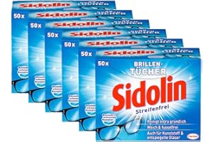 ‎SIDOLIN Sidolin Brillenputztücher, 300 (6 x 50) Stück, feuchte Reinigungstücher für Brillen, Displays, Bildschirme