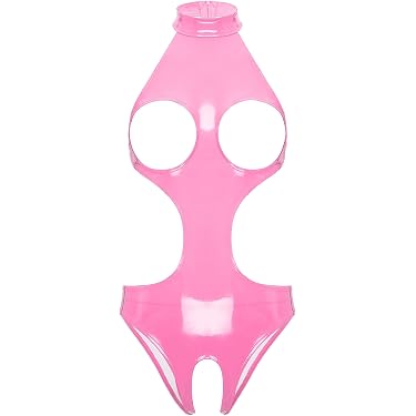 Costume da donna sexy erotico in pelle PU senza coppe Crotchless Teddy