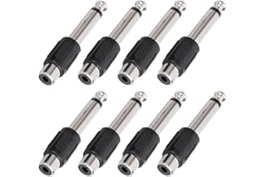 Greluma 8 Piezas adaptadores RCA a 6,35mm,RCA Hembra a TS 1/4" Mono Macho convertidor Conector de Audio Chapado en Oro para Mezclador,Amplificador,subwoofer