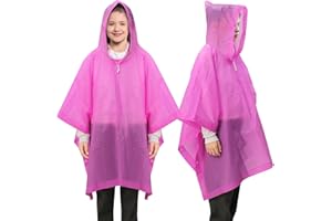 ANYOO Poncho de Pluie Imperméable pour Enfants Garçons Filles, Lot de 2 Capes de pluie Léger en PEVA avec Capuche à Cordon de Serrage pour Taille Enfants 100-150 cm