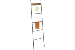 Relaxdays handduksstege, 4 steg & krokar, HxB: 160,5 x 44 cm, svart