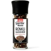 Super Gurme Masala Renkli Karabiber Taneleri 45 gr &ndash; Cam Değirmen Kapak &ndash; Kırmızı, Yeşil, Beyaz ve Siyah Karabiber Karışımı