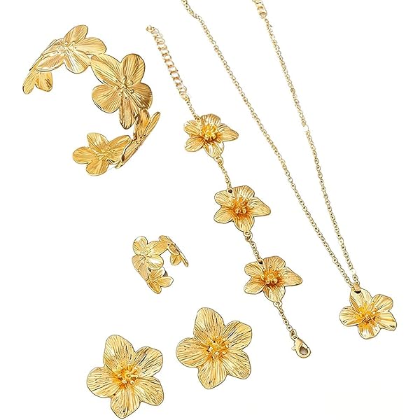 Set Gioielli Da Sposa Con Zirconi &ndash; Collana, Bracciale E Orecchini Placcati Oro Giallo 18K, Stile Dubai