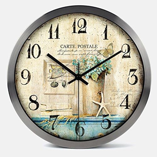 grte Wall Clock Of Minimalist Mediterranean Style,Clocks Silent Wall Ideas Retro Lounge-Clock Shows 12Cm Silver