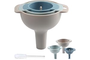 FYTSE Uponer 4-in-1 Multifunktional Trichter Set - 3-in-1 Trichter mit Griff und herausnehmbarem Siebeinsatz, Kunststoff Einfülltrichter 60/80/100mm, Spülmaschinengeeignet