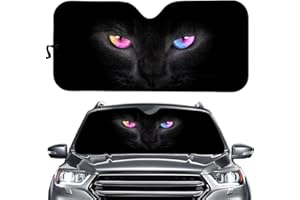 Hixingo Car Windshield Sunshade, 3d Animal Eye Print Front Window Sunshades, Car Sun Shades Windscreen, Heat Shield Sun Visor, Foldable Auto Windscreen Shade for Car (black cat)