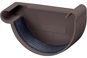 INEFA Dachrinnen Endstück halbrund, PVC NW100 / 100mm, links Dunkelbraun Dachrinnenzubehör, einfache Steckmontage, Made in Germany