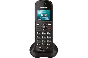 Maxcom MM35D SE - 2G - Botón Grande - Teléfono móvil inalámbrico de Escritorio para Uso doméstico y de Oficina con Tarjeta SIM - Cargador de Escritorio USB-C - Enchufe británico - Negro