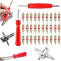 Kit De Réparation De Valves De Pneus - 34 Pièces - Extracteur De Noyau + Capuchons + Noyaux De Rechange - Pour Voiture, Moto, Vélo