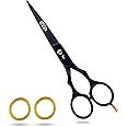 Nixcer Professional Super Cut Jaguar Hairdressing Scissors for Saloon & Home- High Carbon Stainless Steel with Pointed Tip for Precision Cutting. (Black, 6")