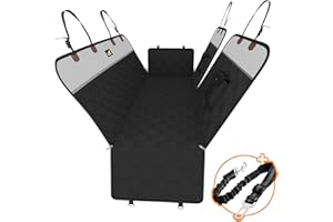 Toozey Koc samochodowy na tylną kanapę z osłoną boczną, wodoszczelny, z paskiem mocującym, do samochodu, na tylne siedzenie, z paskiem mocującym, do samochodów typu kombi, van, SUV, odporny na zarysowania i antypoślizgowy, 2 kieszenie, 146 x 135 cm