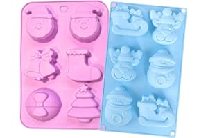 Sinwind Weihnachtsförmchen, Silikonformen, 2 Stück, Kekse, Weihnachtskuchen, Schokolade, Basteln, Eiswürfelform, Pudding, Jello, Seife, Muffins, Kerzenform, Silikon