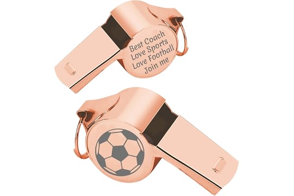 Uiopa Sifflet de Sport Personnalisé, Sifflet Arbitre en Acier Inoxydable avec Cordon, Argent/Or/Or Rose Sifflet avec Gravure personnalisé pour Arbitre, Entraîneur, Enseignant, Passionné de Sport