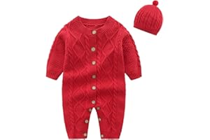 amropi Neonato Maglione Unisex Bambino Tutine Manica Lunga Pagliaccetto Lavorato a Maglia Tuta per 0-24 Mesi