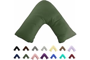 Gyulin 100% Cotton 300 Thread Count Soild Envelope Style V Shaped/Tri/Boomerang Standard Pillow Case Cushion Cover Only Cover No Insert (Olive Green)