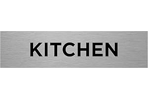 VIRO DISPLAY Slimline Aluminium Kitchen Door Sign from ViroDisplay® - Rigid Brushed Silver Aluminium 200 x 50mm - Durable Printed Surface - Self-Adhesive Fixing (1)