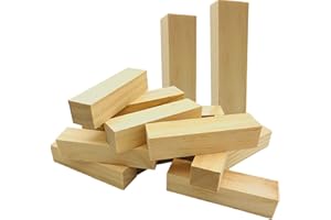 Sculpture De Bois,Fycooler 14PCS Blocs Sculpture En Bois Couleur Naturelle, Tilleul La Sculpture, Blocs En Bois Pour Enfants,Débutants, Résistant à L'usure Bloc De Bois Brut Sculpture-10x2.5x2.5cm