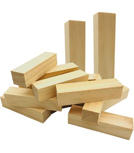 Listelli Legno YAYODS 8 Pezzi Di Legno Di Tiglio Squadrato Da Intaglio - 2 Blocchi Grandi 20 X 7 X 7 Cm E 6 Piccoli 10 X 2,5 X 2,5 Cm - Massiccio Per Intagliare Legno Di Balsa - 3