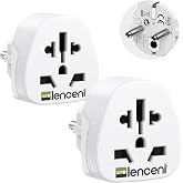 LENCENT 2 Pieces World to European Plug Adapter, Universal Adapter | UK/USA/AUS/CHN/Japan/Switzerland to Spain, Worldwide Tra