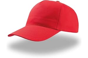 CHEMAGLIETTE! Cappellino Con Visiera Baseball Uomo Donna Cotone 5 Pannelli Atlantis Start Five, Colore: Rosso, Taglia: Unica