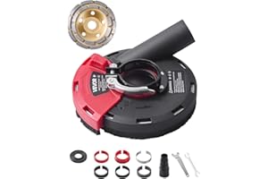 VEVOR Grinding Dust Shroud for Angle Grinder, Universal 4-5 in, Surface Grinder Dust Shroud with 6 Clamping Washers & 5 in Diamond Grinding Cup Wheel, Connect to Vacuum Cleaner, for Wood Concrete Wall