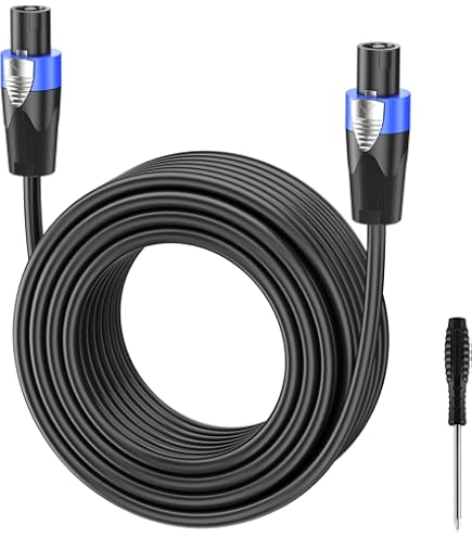 Jumwa 3M Câble d'enceinte Speakon vers Speakon avec Twist Lock M-M 15AWG pour amplificateur audio robuste DJ/PA