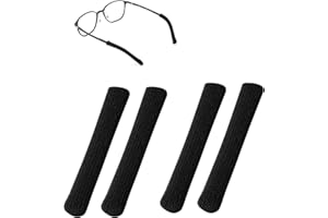 PEUTIER 4St Brillen Ohrpolster, Weiche Gestrickte Baumwolle Rutschfest Brillenbügelpolster Ohrpolster für Brillenbügel Brillen Armmanschette für Sonnenbrillen, Brillen, Lesebrillen (Schwarz)