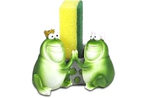 Paolo Chiari Porta Spugna da Cucina in Marmoresina Dipinta a Mano (Rane, 13x6x6 cm)