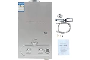 Cozyel Tragbarer Gas Durchlauferhitzer 8L 16KW Propangas Campingdusche für Dusche im Außenbereich Dusche Bad Warmwasser Camping Dusche LPG Warmwasserbereiter Warmwasser Tankless Instant, Silber
