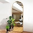 OGCAU Full Length Floor Arch Mirror, Big Wall Mirror Standing Hanging or Leaning Against Wall for Bedroom, Arched-Top Mirror, Large Arched Mirror for Living Room (Gold)