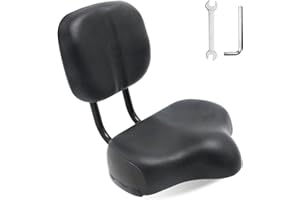 MOONCOOL Bike Seat with Backrest for Adults, Comfortable Bicycle Saddle with Suspension, Tricycle Seat with Backrest Fits MTB Mountain Bike, Folding Bike, Road Bike, Spinning Bike, Exercise Bikes