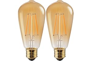 Vanke E27 Vintage Light Bulbs 6W Edison Screw LED Filament Decorative Bulb Warm White 2700K 700 Lumen Equivalent 60W Non-Dimmable Pack of 2