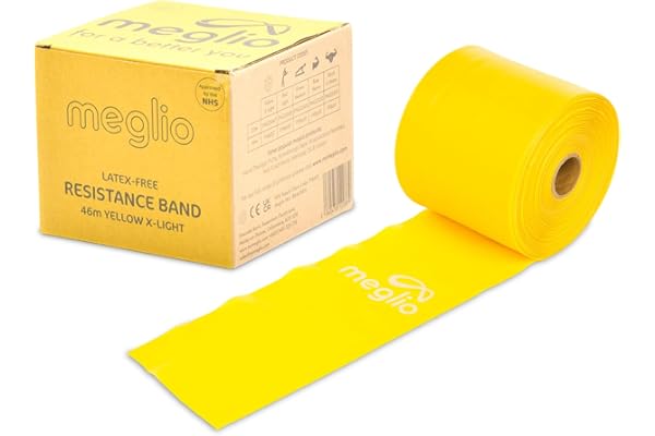 MEGLIO Bande de Resistance sans Latex Rouleau de – Bande Elastique Latex Free pour Kinésithérapie, Fitness, Musculation, Pilates, Yoga, Rééducation Physique et motrice, Physiothérapie