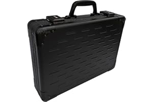 TAMAKA® Premium Solid Aluminium Executive Laptop Padded Briefcase Hard Metal Attache Case TSA Approved Combination Lock Carbon Black for Men Women - 12-17.5"