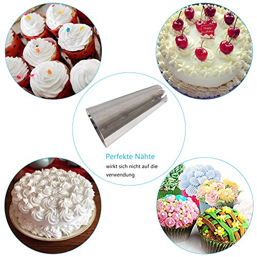Dekool Spritztüllen Set mit 24 Stücke Garniertülle und 2 Kupplung für Keksen, Plätzchen, Pralinen, Geburtstag Tortendeko und Torten Deko Decorating Tools aus Edelstahl - 4