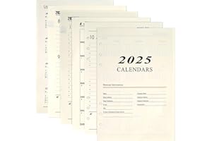 JALEVID Agenda semainier 2025, format A5, 6 trous, 176 pages, recharge de calendrier mensuel, organiseur personnel 2025, papier de recharge pour planificateurs, agendas, projets de bricolage, janvier