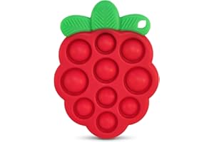 RaZbaby RaZberry Pop gryzak dla niemowląt od 3 miesięcy, naturalny kształt maliny, zaprojektowany z miękkimi, silikonowymi zatrzaskami bez BPA, strukturyzowany dla stymulacji sensorycznej i rozwoju