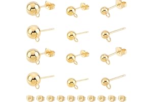UNICRAFTALE 30 pz 3 Taglie Orecchino A Perno Sfera Oro in Acciaio Inox Risultati'Orecchino con Anello e Orecchino Dado Componente per Fare Gioielli Fai da Te