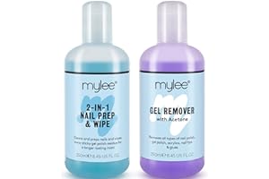 Mylee Soluzione Prep Wipe + Gel Remover per smalto gel semipermanente, Detergente per unghie UV LED Manicure Acetone 2x250ml