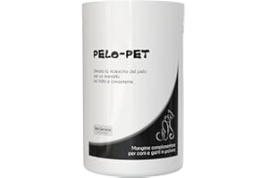 VET-SERVICE Pelo-Pet, conf. 500 gr – Mangime complementare (Integratore) per cani in polvere - Stimola la ricrescita del pelo per un mantello più folto, con biotina ad altissima concentrazione, metionina e zinco
