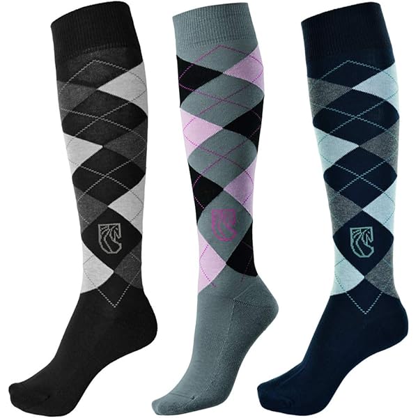 krautwear® 2 paar dames heren meisjes kinderen paardrijkousen kniekousen rijkousen rijkousen dikke gevoerde zool temperatuurregulerend ruitpatroon katoen, zilver/grijs, 39-42 EU