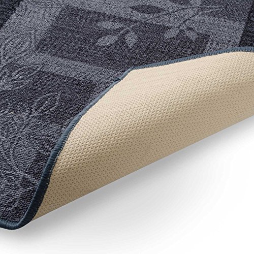 Teppich Läufer grau mit Pflanzenmusterung | Qualitätsprodukt aus Deutschland | GUT Siegel | kombinierbar mit Stufenmatten | 3 Breiten und 27 Längen (80 x 175cm) - 6