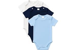 rise&Raba Baby Bodysuit 3 Pcs | 100% Organic Cotton Half Sleeve Comfortable Button Baby Vests for Boys and Girls | Cute,Cosy, Soft 0-4 Years Unisex Onesies