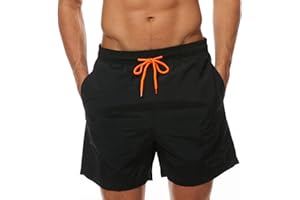 Aisprts Bañador Hombre Bañador Natacion Transpirable de Secado Rápido con 3 Bolsillos Traje de Baño con Forro de Malla y Cordón Ajustable