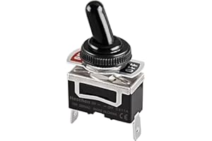 Heschen Interrupteur à bascule en métal, C511A, SPST 2 positions 15 A 250 VCA, 2 connecteurs plats, Avec couvercle étanche,CE (1)