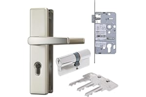 ABUS Türbeschlag Set aus Schutzgarnitur DR/DR neusilber Einsteckschloss Türzylinder C73 28/34 mm inkl. 3 Schlüssel als Grundausstattung für Wohnungseingangstür