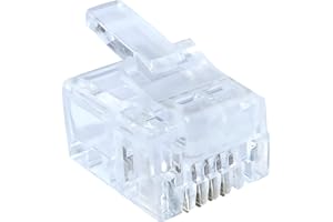 Aerzetix - C52650 - Set di 50 prese/connettori/spine per cavo telefonico - RJ11 6P4C a 4 pin